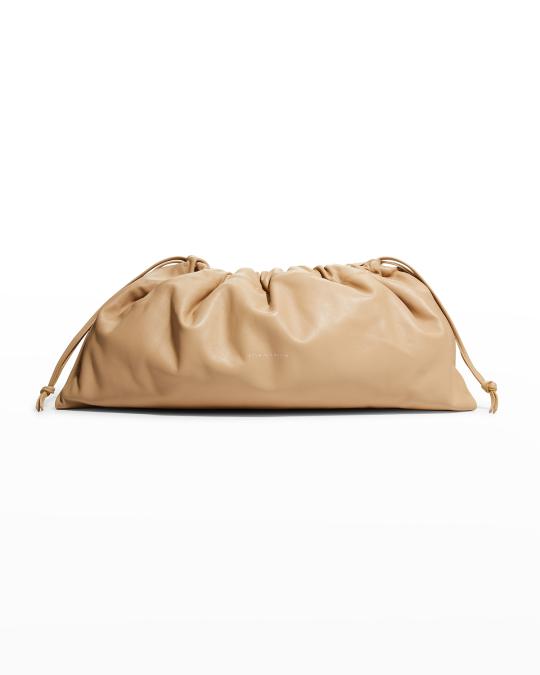 STUDIO AMELIA Maxi Ruched Lambskin Drawstring Clutch Bag | Neiman