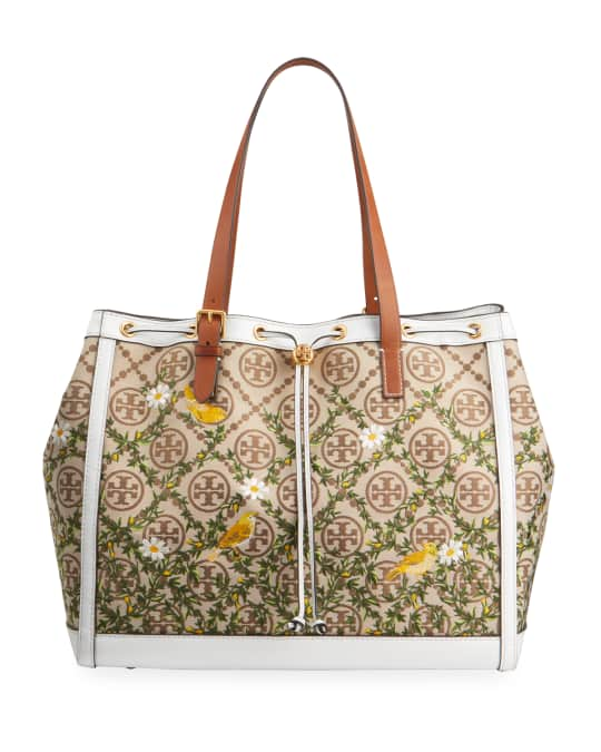 Tory Burch T Monogram Bird Embroidered Tote Bag | Neiman Marcus