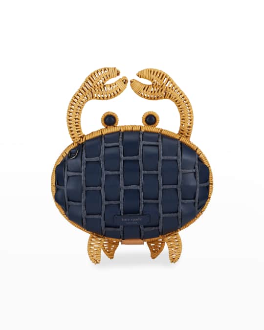 kate spade new york shelly crab wicker woven leather clutch bag