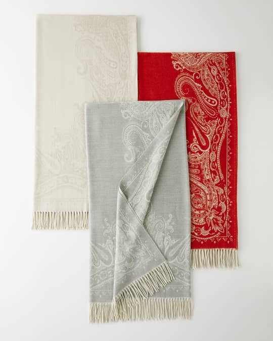 Etro Paisley And Pegasus Cashmere Fringed Throw