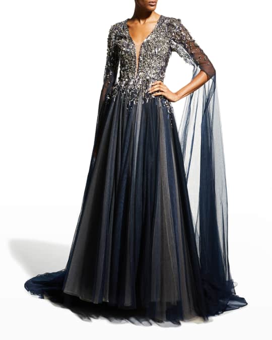 Jenny Packham Crystal V Neck Gown Neiman Marcus