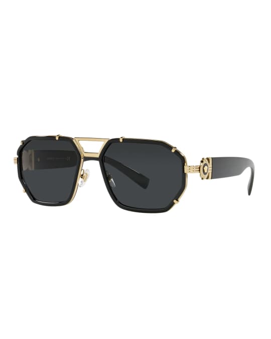 Versace Men's Medusa Two-Tone Metal Sunglasses | Neiman Marcus