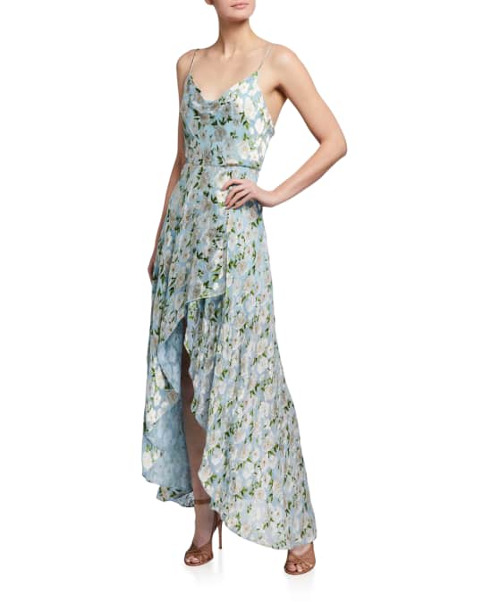 Alice + Olivia Christina High-Low Floral-Print Dress | Neiman Marcus