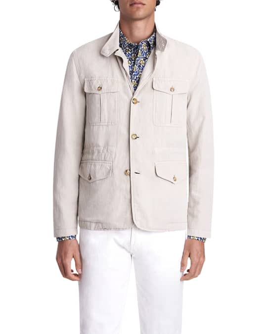Bugatchi Men's Solid Stretch-Cotton Safari Jacket