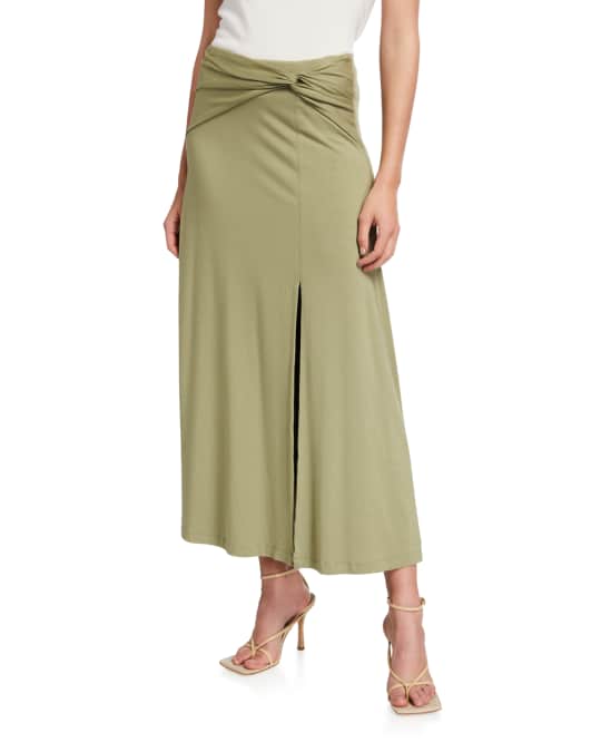Halston Gianna Twist-Front Jersey Skirt | Neiman Marcus