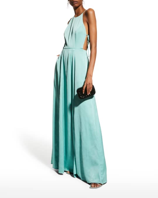 Aidan mattox cutout halter neck gown discount