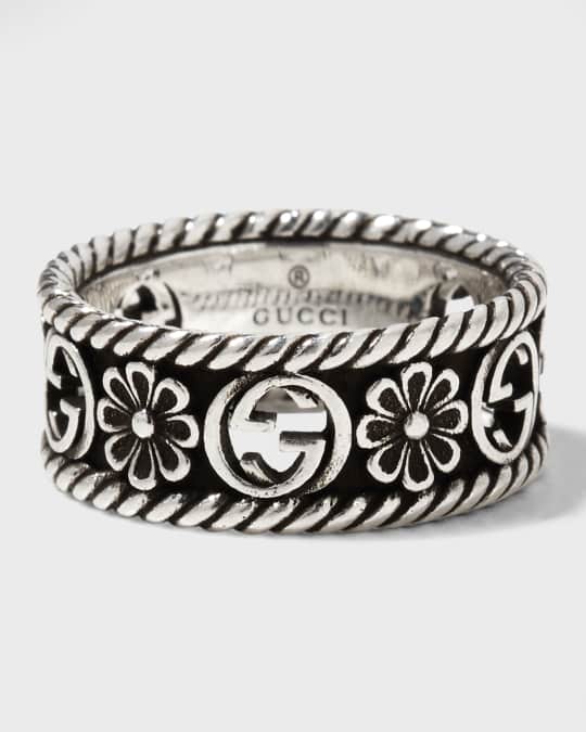 【GUCCI】GG Interlocking Flower Silver Ring Interlocking G Flower Ring (Size 14) by GUCCI | Diamond Cellar