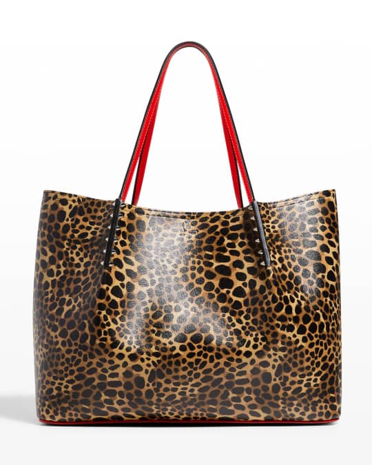 Neiman Marcus Brand Extra Large Tote Bag, RED cheetah/leopard