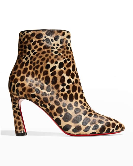 Christian Louboutin So Eleonor Leopard Print Red Sole Booties
