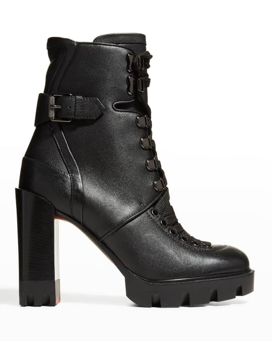 Christian Louboutin Macademia Logo Red Sole Combat Booties