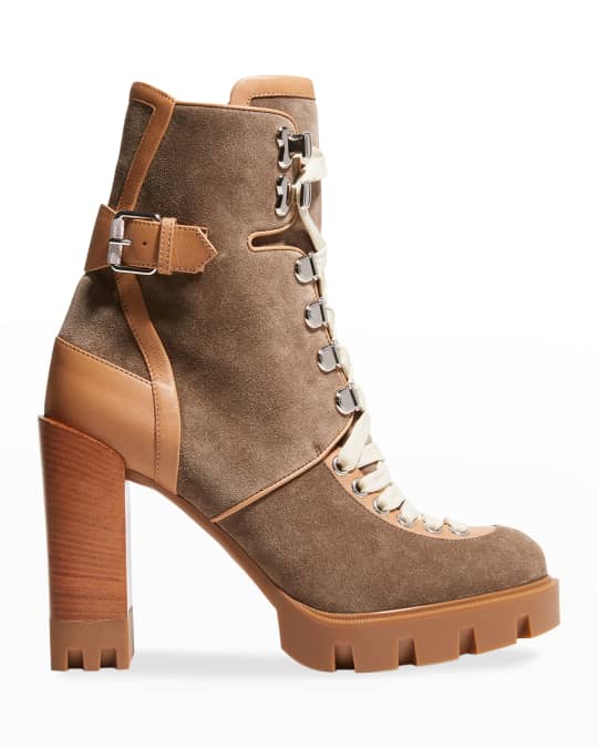 Christian Louboutin Macademia Mixed Leather Red Sole Platform