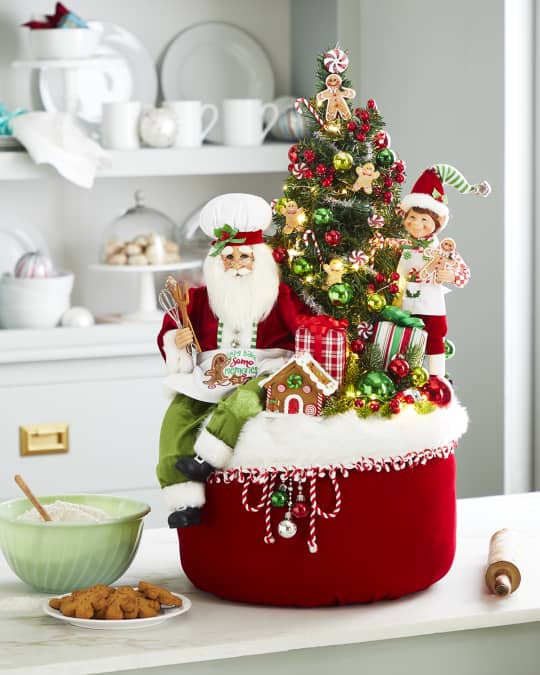 Karen Didion Originals Lighted Gingerbread Santa Bag | Neiman Marcus