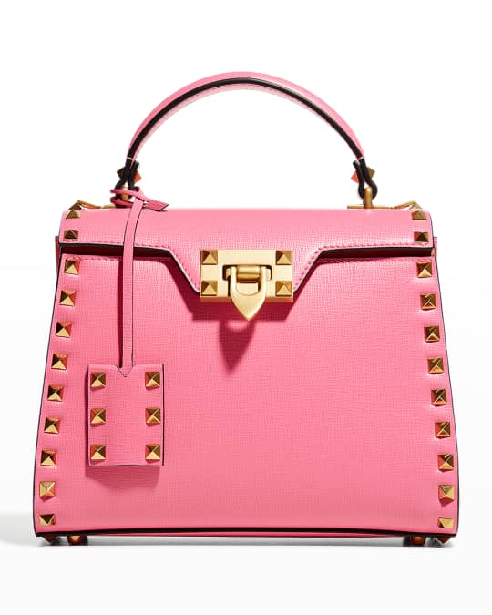 Valentino Garavani Small Rockstud Leather Top Handle Bag in Pink