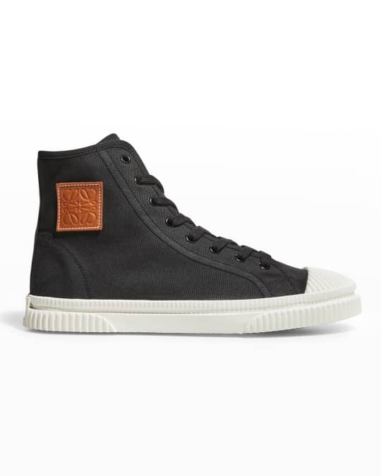 Black Mens Shoes Trainers High-top trainers Loewe Canvas Anagram High Top Sneakers in Navy/Black for Men 