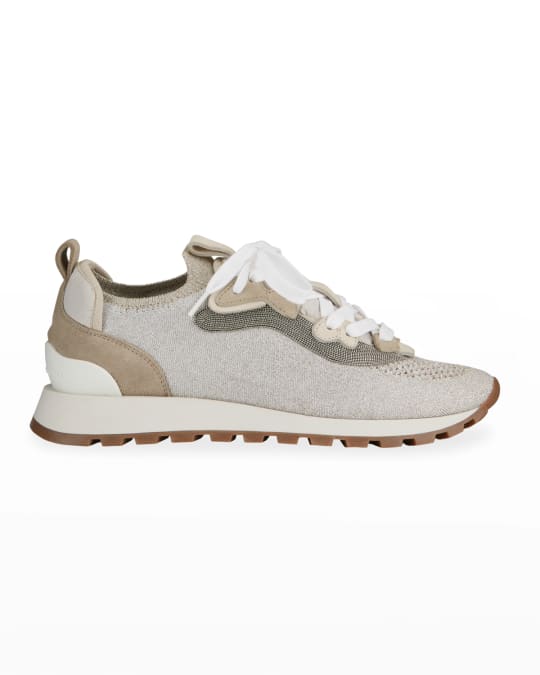 Brunello Cucinelli Metallic Knit Monili Runner Sneakers