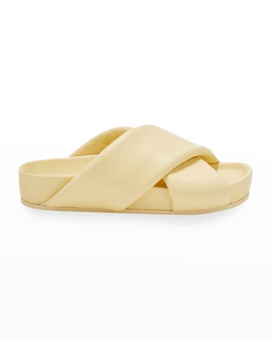 Jil Sander Puffy Napa Crisscross Slide Sandals