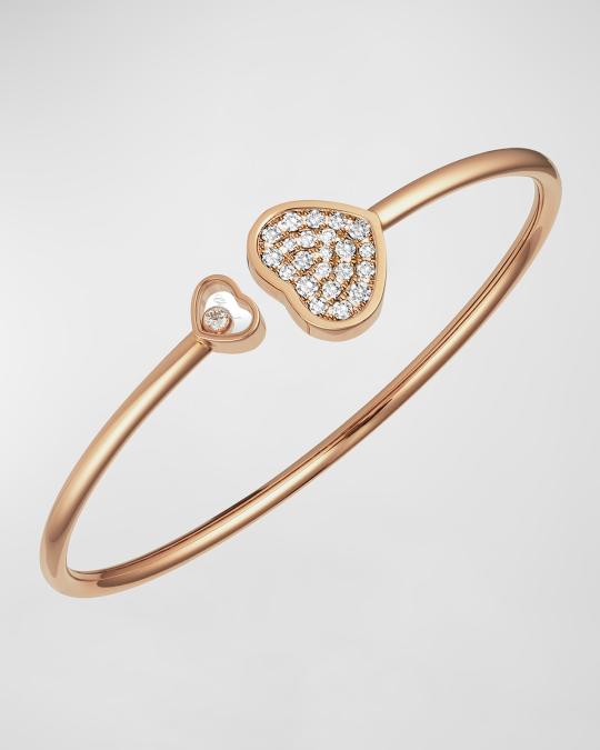 Chopard Happy Hearts 18K Rose Gold Diamond & Pave Bracelet | Neiman Marcus