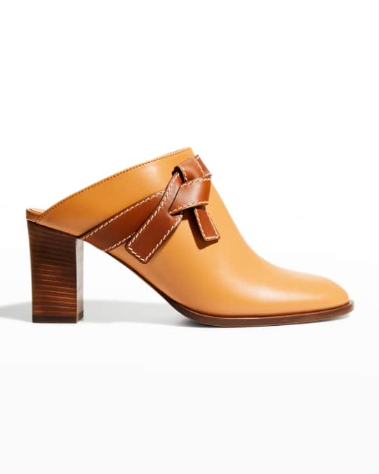 【LOEWE】GATE MULES Loewe GATE FLAT MULES, Low Heel Leather Warm Desert Women's