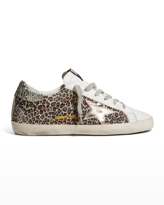 Golden Goose Superstar Leopard-Print Suede Glitter Sneakers | Neiman Marcus