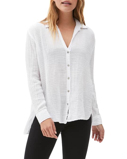 Michael Stars Gauze ButtonDown Top Neiman Marcus