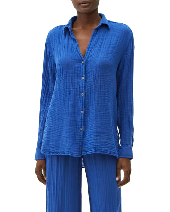 Michael Stars Gauze ButtonDown Top Neiman Marcus