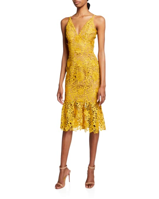 Dress the population marie lace midi dress deals