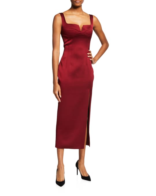 Rasario Satin Bustier Midi Dress | Neiman Marcus