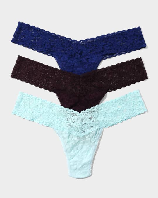 3-Pack Low-Rise Multicolor Lace Thongs