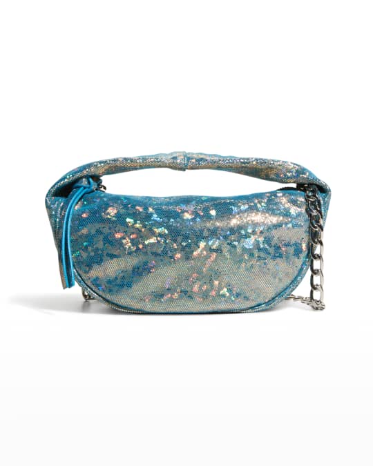 BY FAR Baby Cush Hologram Leather Shoulder Bag, Disco Blue