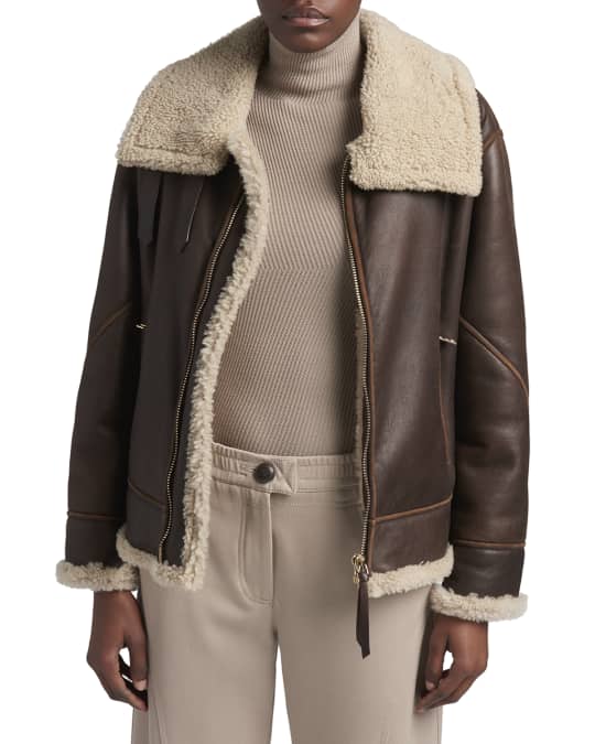 Giorgio Armani Leather Shearling-Lined Motorcycle Jacket | Neiman Marcus