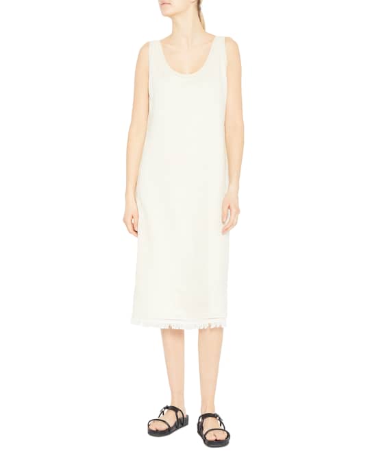 knee length dresses for ladies Saulay Square Neck Linen Midi Dress