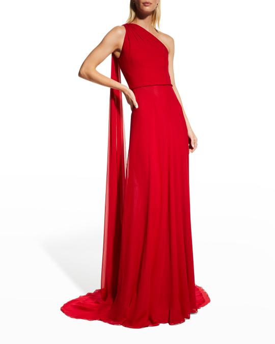 open lace back dress Ever-Pretty Flowing Ribbons One Shoulder Evening Dress for Weddings & Formal Celebrations