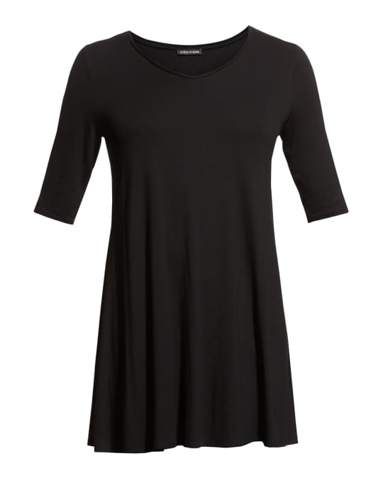 Eileen Fisher V-Neck Elbow-Sleeve Viscose Jersey Tunic | Neiman Marcus