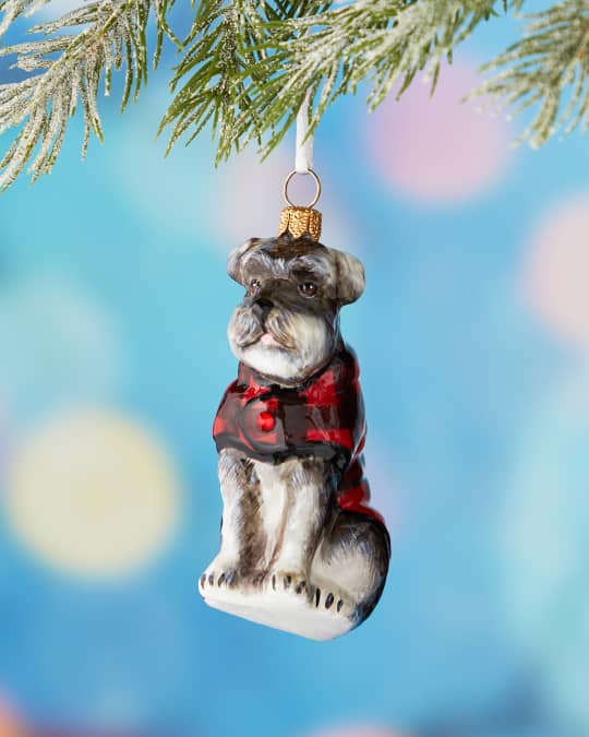 Schnauzer in Buffalo Check Coat Ornament