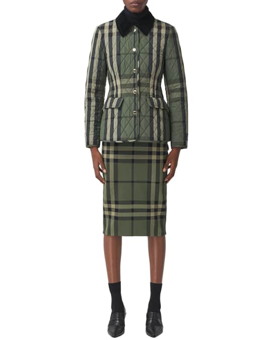 Burberry Lydd Check Quilted Equestrian Coat | Neiman Marcus