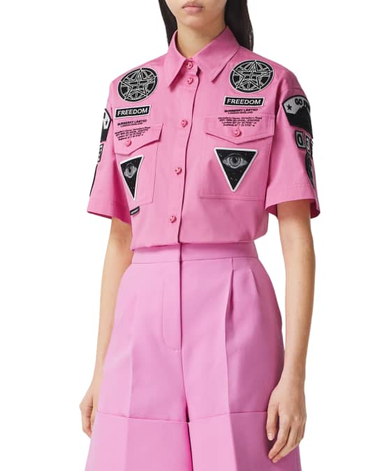 Burberry Iris Multi Patch Bowling Shirt Neiman Marcus