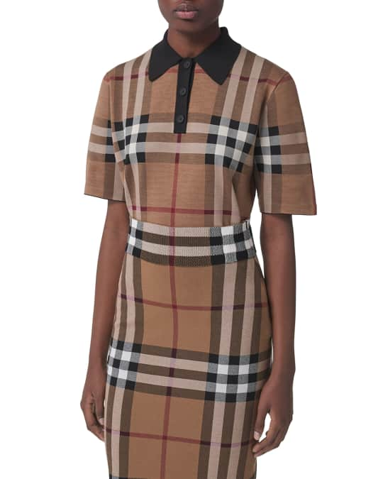 Burberry Kacie Check-Printed Polo Shirt | Neiman Marcus