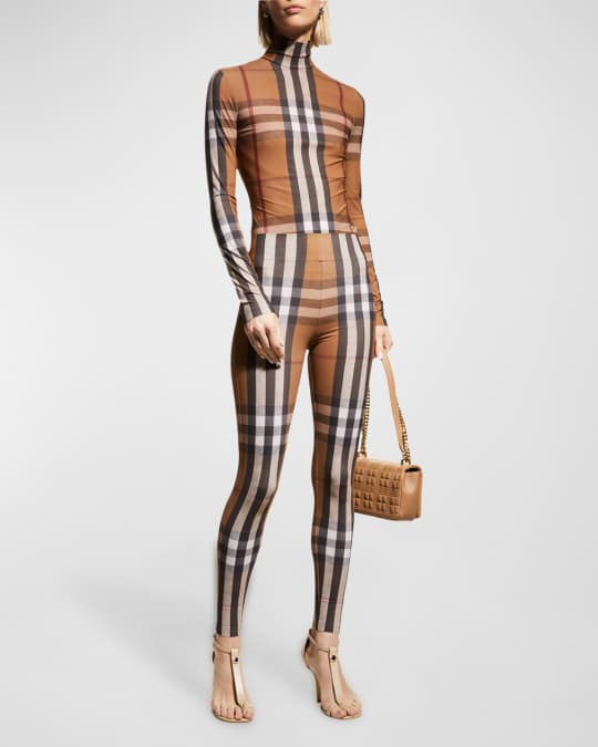 BURBERRY Checked stretch-jersey leggings