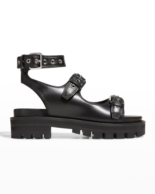 ALAIA Buckle Lug-Sole Sporty Sandals | Neiman Marcus