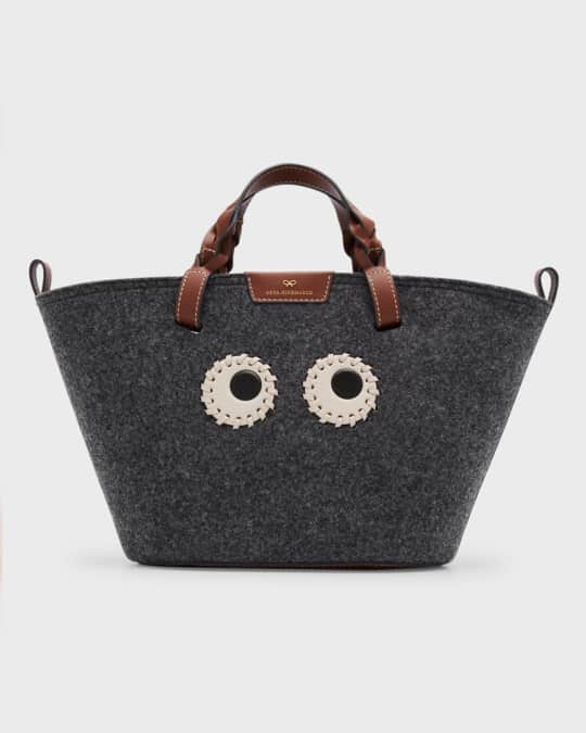 Anya Hindmarch Small Eyes Tote Bag in Recycled Felt With Smooth