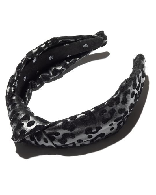 Lele Sadoughi Leopard-Print Faux-Leather Knotted Headband  display picture 1
