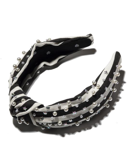 Lele Sadoughi Striped Pearl & Star-Studded Top-Knot Headband  display picture 3