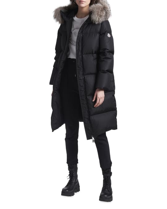 Moncler black fur deals bernache down coat