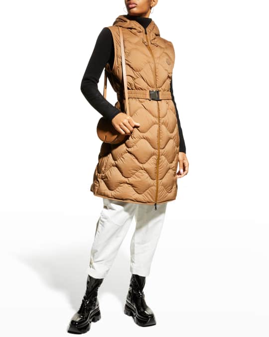 Moncler Liveche Longline Belted Puffer Vest | Neiman Marcus