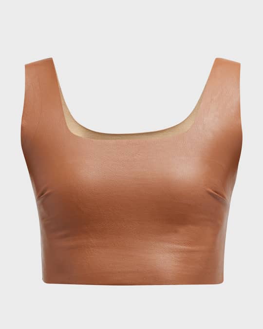 Leather crop top - Navy main image 1