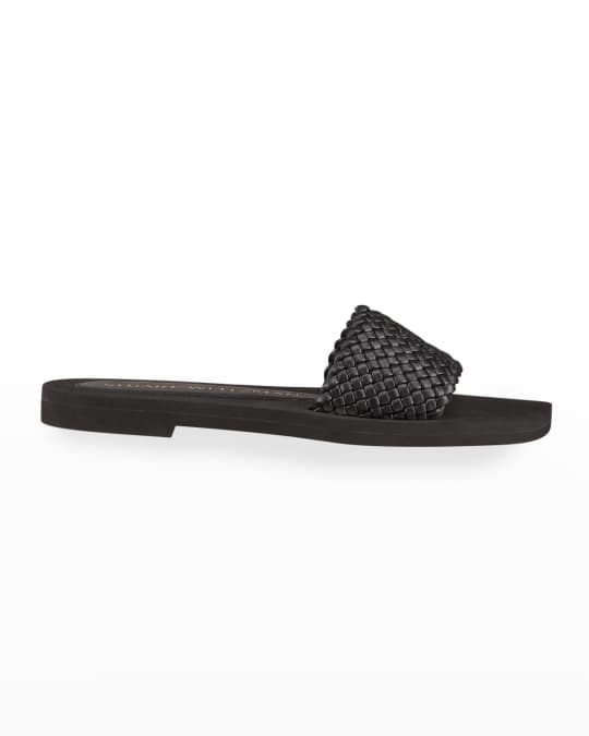 Stuart Weitzman Wova Woven Flat Slide Sandals Neiman Marcus