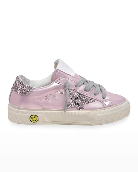 Golden Goose Girl's May Glitter Laminated Leather Low-Top Sneakers ...