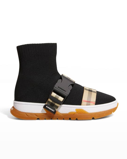 Burberry Kid's K1-Union Vintage Check Sock Sneakers, Toddler/Kids