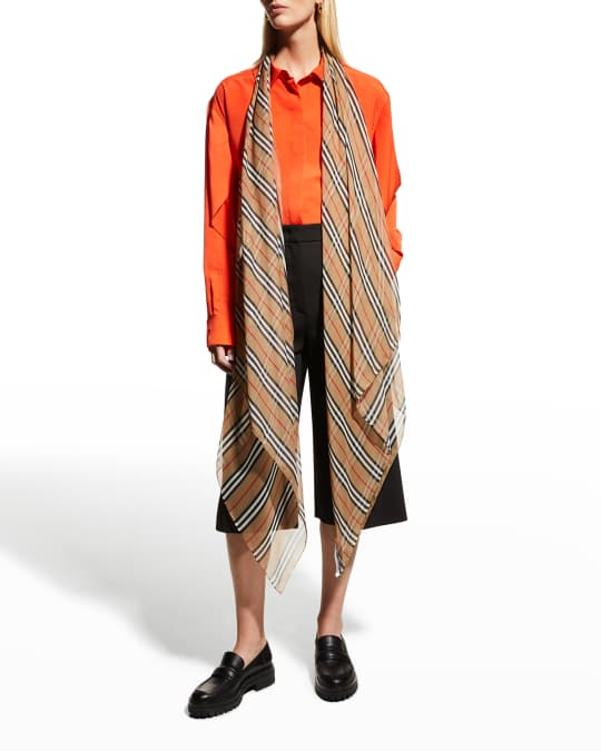 Burberry Icon Stripe Silk Chiffon Scarf Neiman Marcus
