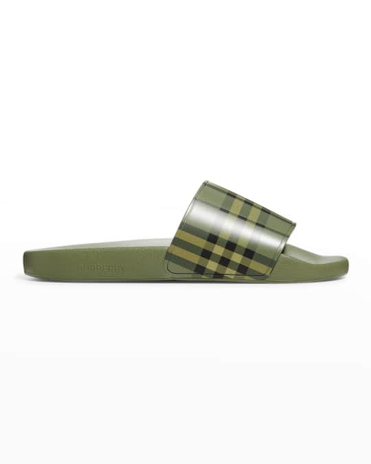 Burberry Men s Check Pool Slide Sandals Neiman Marcus